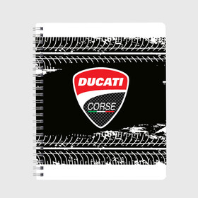 Тетрадь с принтом Ducati | Дукати (Z) в городе Новоалтайск, 100% бумага | 48 листов, плотность листов — 60 г/м2, плотность картонной обложки — 250 г/м2. Листы скреплены сбоку удобной пружинной спиралью. Уголки страниц и обложки скругленные. Цвет линий — светло-серый
 | Тематика изображения на принте: audi | audi ag | corse | ducati | ducati motor holding | hypermotard | multistrada | panigale | scrambler | streetfighter | supersport | дукати | корсе | массимо борди | мото | мотокросс | фабио тальони