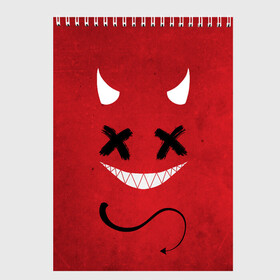 Скетчбук с принтом Red Evil Smile в городе Новоалтайск, 100% бумага
 | 48 листов, плотность листов — 100 г/м2, плотность картонной обложки — 250 г/м2. Листы скреплены сверху удобной пружинной спиралью | emoji | smile | глаза крестики | злой смайл | злой смайлик | зубы | контраст | крестики | подарок | пятна | смайл | смайлик | улыбка | эмоджи | эмоция