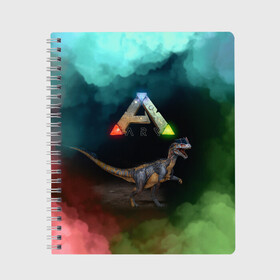 Тетрадь с принтом Ark Survival | Арк Сурвивал (Z) в городе Новоалтайск, 100% бумага | 48 листов, плотность листов — 60 г/м2, плотность картонной обложки — 250 г/м2. Листы скреплены сбоку удобной пружинной спиралью. Уголки страниц и обложки скругленные. Цвет линий — светло-серый
 | ark | ark survival evolved | dino | fittest | game | survival | survival of the fittest | unreal engine | арк сурвивал | выживание | динозавр | игры | симулятором выживания | сюрвивал | тродон | ютараптор
