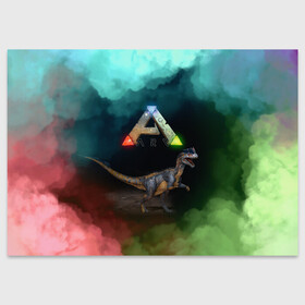 Поздравительная открытка с принтом Ark Survival | Арк Сурвивал (Z) в городе Новоалтайск, 100% бумага | плотность бумаги 280 г/м2, матовая, на обратной стороне линовка и место для марки
 | ark | ark survival evolved | dino | fittest | game | survival | survival of the fittest | unreal engine | арк сурвивал | выживание | динозавр | игры | симулятором выживания | сюрвивал | тродон | ютараптор