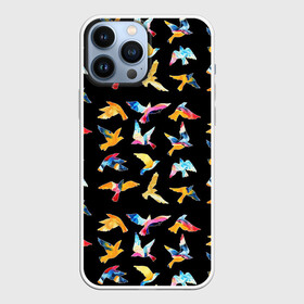 Чехол для iPhone 13 Pro Max с принтом парящие акварельные птицы в городе Новоалтайск,  |  | акварель | вечеринка | голубь | гуашь | диджей | диско | кисть | клуб | крылья | орёл | перья | полёт | птицы