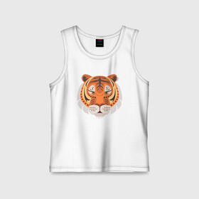 Детская майка хлопок с принтом Голова Тигра в городе Новоалтайск,  |  | 2022 | animal | cat | lion | tiger | год тигра | животные | зверь | зубы | кот | кошка | лев | охотник | полосатый | природа | тигр | тигренок | тигрица | хищник