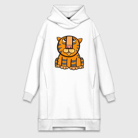 Платье-худи хлопок с принтом Funny Tiger в городе Новоалтайск,  |  | 2022 | animal | cat | lion | tiger | год тигра | животные | зверь | зубы | кот | кошка | лев | охотник | полосатый | природа | тигр | тигренок | тигрица | хищник