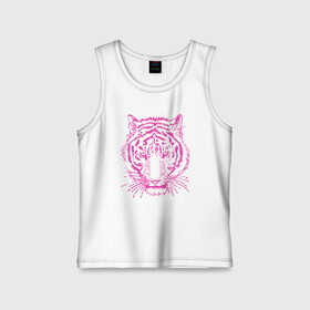 Детская майка хлопок с принтом Pink Tiger в городе Новоалтайск,  |  | 2022 | animal | cat | lion | tiger | год тигра | животные | зверь | зубы | кот | кошка | лев | охотник | полосатый | природа | тигр | тигренок | тигрица | хищник