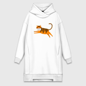 Платье-худи хлопок с принтом Jumping Tiger в городе Новоалтайск,  |  | 2022 | animal | cat | lion | tiger | год тигра | животные | зверь | зубы | кот | кошка | лев | охотник | полосатый | природа | тигр | тигренок | тигрица | хищник