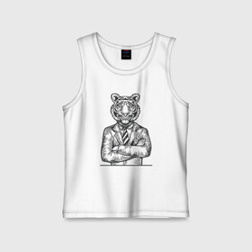 Детская майка хлопок с принтом Модный Тигр в городе Новоалтайск,  |  | 2022 | animal | cat | lion | tiger | год тигра | животные | зверь | зубы | кот | кошка | лев | охотник | полосатый | природа | тигр | тигренок | тигрица | хищник