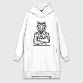 Платье-худи хлопок с принтом Модный Тигр в городе Новоалтайск,  |  | 2022 | animal | cat | lion | tiger | год тигра | животные | зверь | зубы | кот | кошка | лев | охотник | полосатый | природа | тигр | тигренок | тигрица | хищник