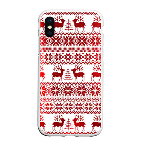 Чехол для iPhone XS Max матовый с принтом Зимний лес в городе Новоалтайск, Силикон | Область печати: задняя сторона чехла, без боковых панелей | арт | вязаный рисунок | вязь | ёлка | ёлки | ель | новый год | ночь | олени | олень | рисунок | рога | рождество | снег | снеговик | снеговики | снежинка | снежинки