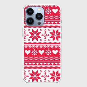 Чехол для iPhone 13 Pro с принтом Новогодний уют в городе Новоалтайск,  |  | арт | вязаный рисунок | вязь | новый год | рисунок | рождество | сердечки | сердечко | сердца | сердце | снег | снежинка | снежинки