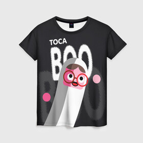 Женская футболка 3D с принтом Toca Boo в городе Новоалтайск, 100% полиэфир ( синтетическое хлопкоподобное полотно) | прямой крой, круглый вырез горловины, длина до линии бедер | digital toys | gamer | games | helicopter taxi | pets | toca boca | toca hair salon | toca kitchen | toca life | toca life city | toca life worl | toca tea party | video games | игры