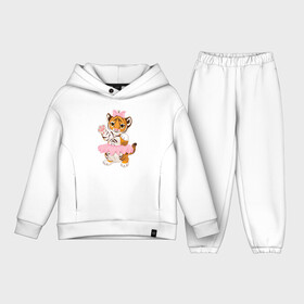 Детский костюм хлопок Oversize с принтом Tiger Girl в городе Новоалтайск,  |  | Тематика изображения на принте: 2022 | animal | cat | girl | lion | tiger | балерина | год тигра | девочка | животные | зверь | зубы | кот | кошка | лев | охотник | полосатый | природа | тигр | тигренок | тигрица | хищник