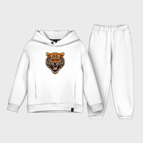 Детский костюм хлопок Oversize с принтом Tiger Hunter в городе Новоалтайск,  |  | Тематика изображения на принте: 2022 | animal | cat | lion | tiger | год тигра | животные | зверь | зубы | кот | кошка | лев | охотник | полосатый | природа | тигр | тигренок | тигрица | хищник