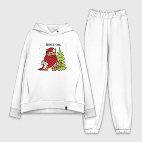 Женский костюм хлопок Oversize с принтом Tiger Christmas в городе Новоалтайск,  |  | 2022 | animal | cat | lion | tiger | год тигра | дед мороз | ёлка | животные | зверь | зубы | кот | кошка | лев | новый год | охотник | полосатый | природа | рождество | тигр | тигренок | тигрица | хищник