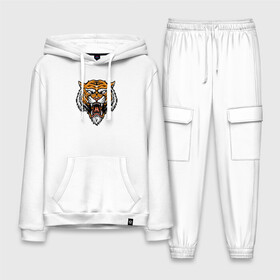 Мужской костюм хлопок с толстовкой с принтом Ghost Tiger в городе Новоалтайск,  |  | 2022 | animal | cat | lion | tiger | год тигра | животные | зверь | зубы | кот | кошка | лев | охотник | полосатый | природа | тигр | тигренок | тигрица | хищник