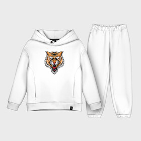 Детский костюм хлопок Oversize с принтом Tiger Scream в городе Новоалтайск,  |  | Тематика изображения на принте: 2022 | animal | cat | lion | tiger | год тигра | животные | зверь | зубы | кот | кошка | лев | охотник | полосатый | природа | тигр | тигренок | тигрица | хищник