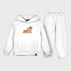 Детский костюм хлопок Oversize с принтом Tiger Friend в городе Новоалтайск,  |  | Тематика изображения на принте: 2022 | animal | cat | lion | tiger | год тигра | животные | зверь | зубы | кот | кошка | лев | охотник | полосатый | природа | тигр | тигренок | тигрица | хищник