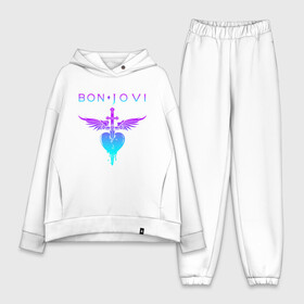 Женский костюм хлопок Oversize с принтом BON JOVI NEON LOGO HEART в городе Новоалтайск,  |  | bon jovi | have a nice day | john | альбом | арена | бон | бон джови | глэм | группа | джови | джон | метал | музыка | надпись | песни | поп | попрок | рок | рокер | смайл | солист | софт | стена | хард | хеви | хевиметал