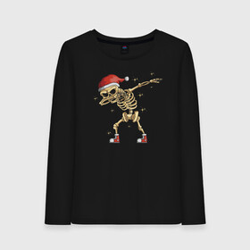 Женский лонгслив хлопок с принтом New Year skeleton Dab в городе Новоалтайск, 100% хлопок |  | bones | dab | gesture | holiday | new year | night | skeleton | stars | жест | звёзды | кости | новый год | ночь | праздник | скелет