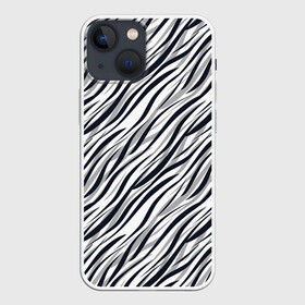 Чехол для iPhone 13 mini с принтом Черно белый полосатый тигровый в городе Новоалтайск,  |  | модный | монохромный | полосатый | серый и черный | современный | тигровый | черный и белый