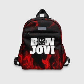 Детский рюкзак 3D с принтом BON JOVI HAVE A NICE DAY FIRE   ОГОНЬ в городе Новоалтайск, 100% полиэстер | лямки с регулируемой длиной, сверху петелька, чтобы рюкзак можно было повесить на вешалку. Основное отделение закрывается на молнию, как и внешний карман. Внутри дополнительный карман. По бокам два дополнительных кармашка | bon jovi | have a nice day | john | альбом | арена | бон | бон джови | глэм | группа | джови | джон | метал | музыка | надпись | песни | поп | попрок | рок | рокер | смайл | солист | софт | стена | хард | хеви | хевиметал