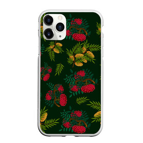 Чехол для iPhone 11 Pro Max матовый с принтом ветки рябины и облепихи в городе Новоалтайск, Силикон |  | Тематика изображения на принте: ветки | деревья | зеленый | зима | лес | листья | новый год | облепиха | осень | праздничный | природа | рождество | рябина | темно зеленый | ягоды