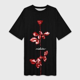 Платье-футболка 3D с принтом Violator  Depeche Mode в городе Новоалтайск,  |  | depeche mode | альбом | альтернативный | вестник моды | группа | депеш мод | депешмод | дэйв гаан | индастриал | красно   белая | мартин гор | музыка | новая волна | роза | рок | синти поп | черная