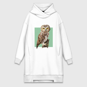 Платье-худи хлопок с принтом Сова  Low Poly в городе Новоалтайск,  |  | low poly | owl | poligon | poligonal | геометрический | геометрия | полигональный | сова | треугольники. | филин