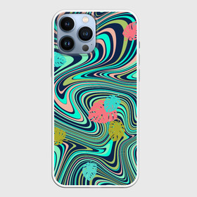 Чехол для iPhone 13 Pro Max с принтом Красочная осень паттерн в городе Новоалтайск,  |  | Тематика изображения на принте: вода | водяные краски | волны | зелёный | краски | красочные разводы | листья | осенние | осень | паттерн | разводы | разводы на воде | розовый | узор