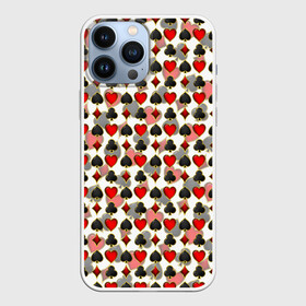 Чехол для iPhone 13 Pro Max с принтом КАРТЫ | КАРТОЧНЫЕ МАСТИ в городе Новоалтайск,  |  | Тематика изображения на принте: cards | crosses | diamonds | hearts | pattern | spades | suits | trump | бубны | карты | козырь | крести | масти | паттерн | пики | червы