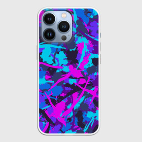 Чехол для iPhone 13 Pro с принтом Неоновые кляксы в городе Новоалтайск,  |  | абстракция | неон | паттерн | пятна | фиолетовый