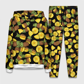 Женский костюм 3D (с толстовкой) с принтом Ананасы в городе Новоалтайск,  |  | anans | pineapple | ананас | ананасовый | паттерн | свингеры | тропики | тропический | фрукты