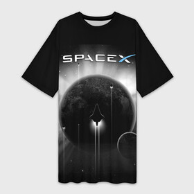 Платье-футболка 3D с принтом Space X в городе Новоалтайск,  |  | american | company | space technology | space x | suborbital flights | американская | затмение солнца | компания | космос | логотип | планеты | производитель космической техники | суборбитальные полеты | шаттлы летят | эмблема