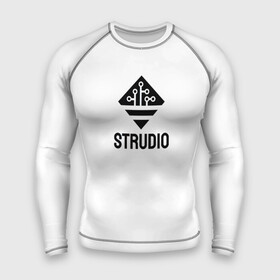 Мужской рашгард 3D с принтом Strudio logo(white) в городе Новоалтайск,  |  | kingdoms life | strudio | игры | пиксели | простота | стратегии