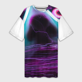 Платье-футболка 3D с принтом face in neon style в городе Новоалтайск,  |  | face | neon style | лицо | неон | очки