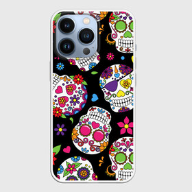 Чехол для iPhone 13 Pro с принтом SKULLS1 в городе Новоалтайск,  |  | Тематика изображения на принте: skull | мексика | паттерн | праздник | цветы | черепа