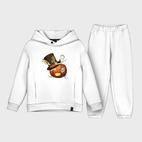Детский костюм хлопок Oversize с принтом Хэллоуин в стиле стимпанк с тыквой в шляпе в городе Новоалтайск,  |  | стимпанк | тыква | хэллоуин | часы | шестерёнки | шляпа
