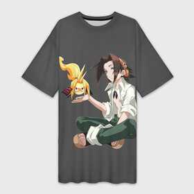 Платье-футболка 3D с принтом Веслый Йо в городе Новоалтайск,  |  | anime | shaman king | аниме | анимэ | йо асакура | хао асакура | шаман кинг