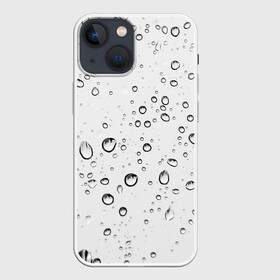 Чехол для iPhone 13 mini с принтом Утренний дождь в городе Новоалтайск,  |  | без надписей | белый | вода | дождь | капли | светлый | стекло
