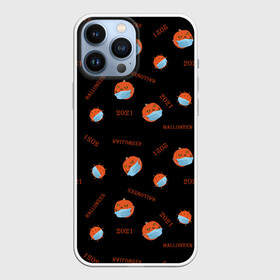Чехол для iPhone 13 Pro Max с принтом Halloween 2021 , тыква в маске и коронавирус на черном фоне в городе Новоалтайск,  |  | Тематика изображения на принте: autumn | coronavirus | covid | holiday | mask | medical | monsters | orange | pandemic | pumpkins | ковид | коронавирус | маска | медицинская | монстры | оранжевая | осень | пандемия | праздник | тыквы