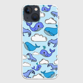 Чехол для iPhone 13 mini с принтом Небесные киты (цвет) в городе Новоалтайск,  |  | whale | детская пижама | летающие киты | морское | небо
