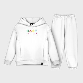 Детский костюм хлопок Oversize с принтом Игра Сахарные соты в городе Новоалтайск,  |  | logo | squid game | звезда | зонтик | игра в кальмара | корейский сериал | корея | кружок | лого | сахарные соты | сериал | текст | треугольник | фильм