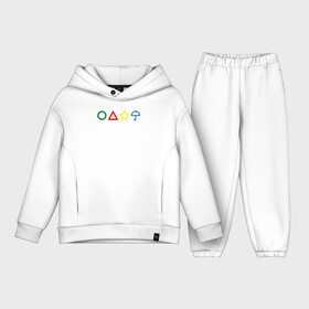 Детский костюм хлопок Oversize с принтом Игра в кальмара Сахарные соты в городе Новоалтайск,  |  | logo | squid game | звезда | зонтик | игра в кальмара | корейский сериал | корея | кружок | лого | сахарные соты | сериал | текст | треугольник | фильм