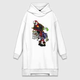 Платье-худи хлопок с принтом Pirat Zombie в городе Новоалтайск,  |  | cap com | parrot | pirat | plant | plants vs zombies | pvz | vieo game | zombie | видео игра | зомби | пират | попугай | растение | растения против зомби