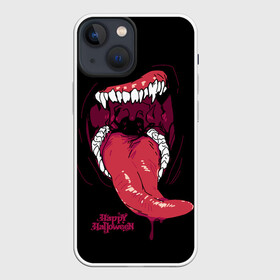 Чехол для iPhone 13 mini с принтом Пасть хищника в городе Новоалтайск,  |  | day of the dead | dripping blood | fangs | happy halloween | holiday | long tongue | predator | teeth | день мертвых | длинный язык | зубы | капает кровь | клыки | праздник | хищник | хэллоуин