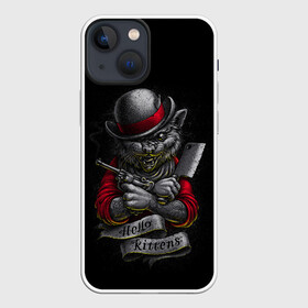 Чехол для iPhone 13 mini с принтом КОТ ДЖЕНТЕЛЬМЕН в городе Новоалтайск,  |  | boy | cat | cool | criminal | dangerous | бандит | гангстер | джентельмен | кот | кошка | нож | опасный | пацанский | пушистый | хулиган