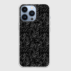 Чехол для iPhone 13 Pro с принтом Растительный орнамент (черно белый) в городе Новоалтайск,  |  | Тематика изображения на принте: ветви | дебри | деревья | джунгли | заросли | кусты | лесное | листва | листья | орнамент | осень | паттерн | принт | природа | растения | растительность | роспись | сад | серое | сплошное | темное