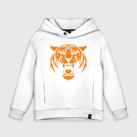 Детское худи Oversize хлопок с принтом Orange   Tiger в городе Новоалтайск, френч-терри — 70% хлопок, 30% полиэстер. Мягкий теплый начес внутри —100% хлопок | боковые карманы, эластичные манжеты и нижняя кромка, капюшон на магнитной кнопке | 2022 | animal | cat | lion | tiger | год тигра | животные | зверь | зубы | кот | кошка | лев | охотник | полосатый | природа | тигр | тигренок | тигрица | хищник
