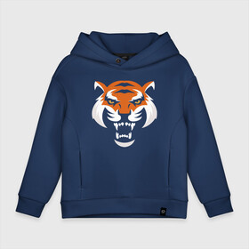 Детское худи Oversize хлопок с принтом Smile Tiger в городе Новоалтайск, френч-терри — 70% хлопок, 30% полиэстер. Мягкий теплый начес внутри —100% хлопок | боковые карманы, эластичные манжеты и нижняя кромка, капюшон на магнитной кнопке | 2022 | animal | cat | lion | tiger | год тигра | животные | зверь | зубы | кот | кошка | лев | охотник | полосатый | природа | тигр | тигренок | тигрица | хищник