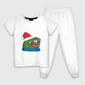 Детская пижама хлопок с принтом Pepe, pepe happy, Пепе хеппи, pepe happy new year в городе Новоалтайск, 100% хлопок |  брюки и футболка прямого кроя, без карманов, на брюках мягкая резинка на поясе и по низу штанин
 | Тематика изображения на принте: frog pepe | happy | happy new year | mem | meme | peepo | pepe | pepe happy | pepe happy new year | лягушка пепе | лягушонок | лягушонок пепе | пепе хеппи | хеппи