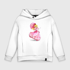 Детское худи Oversize хлопок с принтом Peach SB в городе Новоалтайск, френч-терри — 70% хлопок, 30% полиэстер. Мягкий теплый начес внутри —100% хлопок | боковые карманы, эластичные манжеты и нижняя кромка, капюшон на магнитной кнопке | mario | nintendo | princess | princess peach | smash bros | video game | видео игра | марио | нинтендо